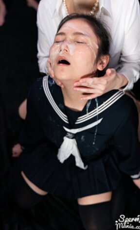 Tutor Aida Miku watching kogal Hayase An receiving bukkake facials